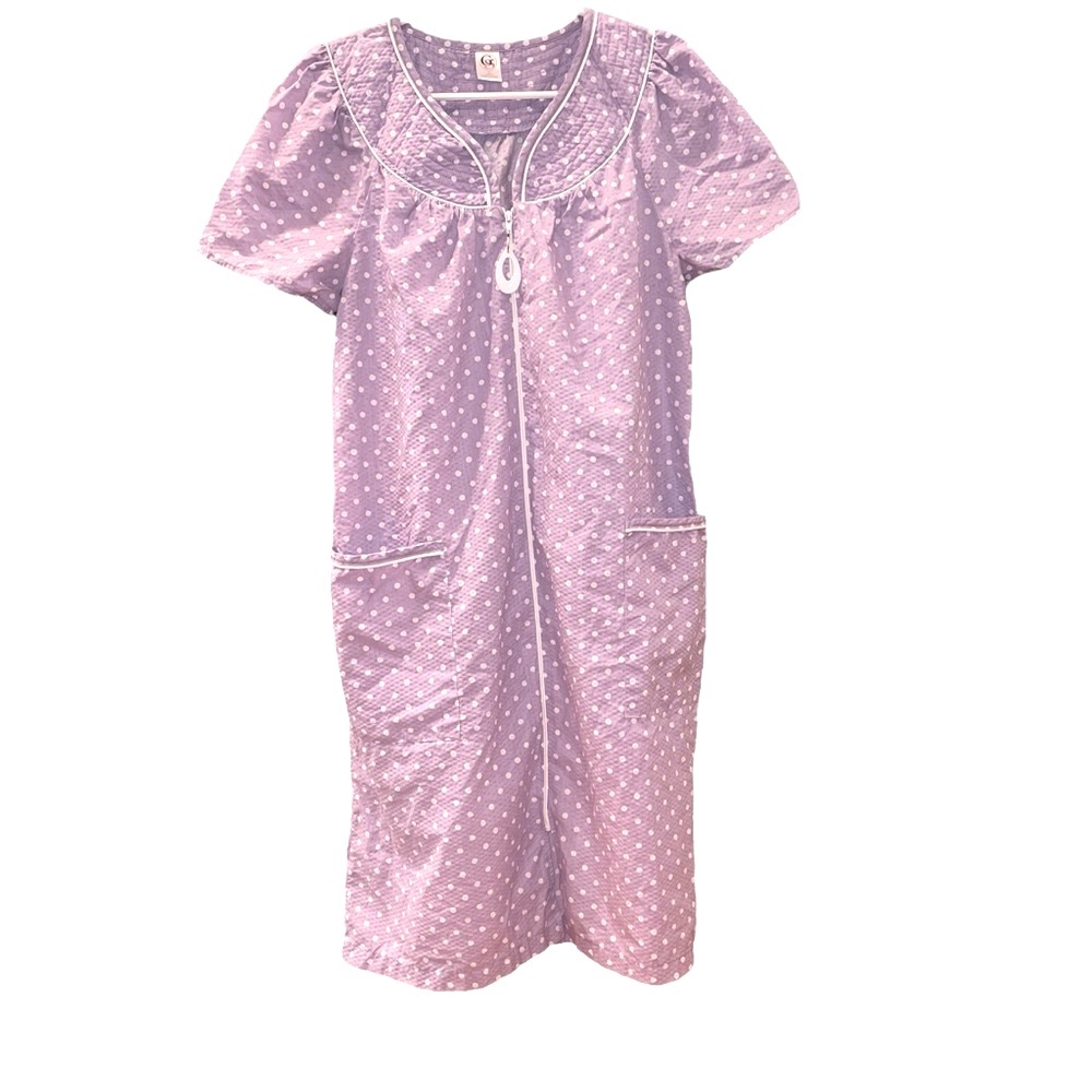 Light purple/lavender Full Zip Up front Polka Dot “House/aka Duster” Dress